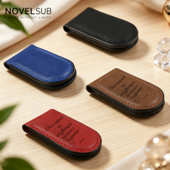 NOVELSUB Laser Engravable Blank PU Leather Money Clips | Non-Heat Transfer Strong Magnetic Money Clip | 4 Colors Ready to Use Magnetic Closure Card Holder