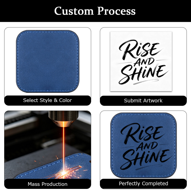 NOVELSUB  for Laser Engravable Blank PU Leather Coasters | Non-Heat Transfer & Ready to Use PU Coasters | 4 Colors & 3 Shapes for Laser Engraving