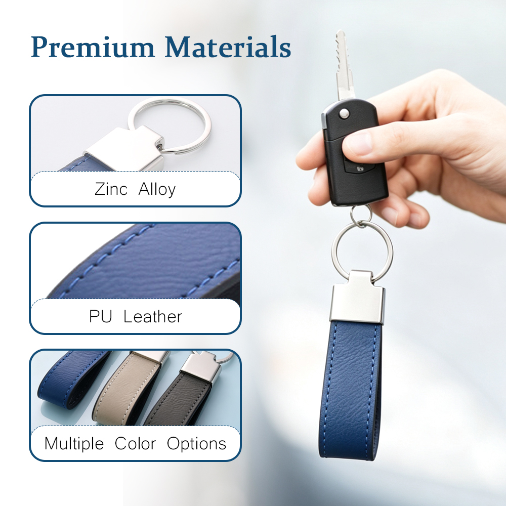 NOVELSUB Laser Engravable Blank Metal + PU Leather Keychain Series | Non Heat - Transfer PU + Zinc Alloy Car Key Pendants | 2 Syles & 6 Colors