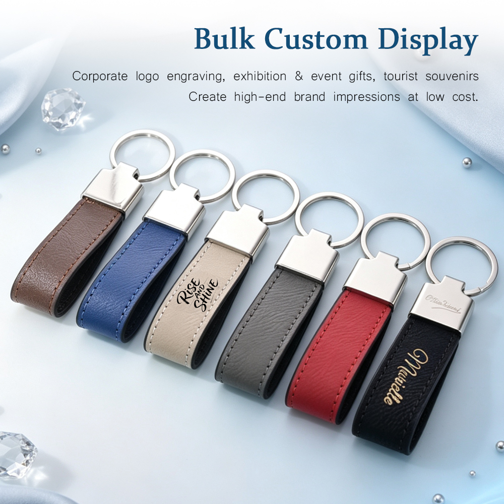NOVELSUB Laser Engravable Blank Metal + PU Leather Keychain Series | Non Heat - Transfer PU + Zinc Alloy Car Key Pendants | 2 Syles & 6 Colors