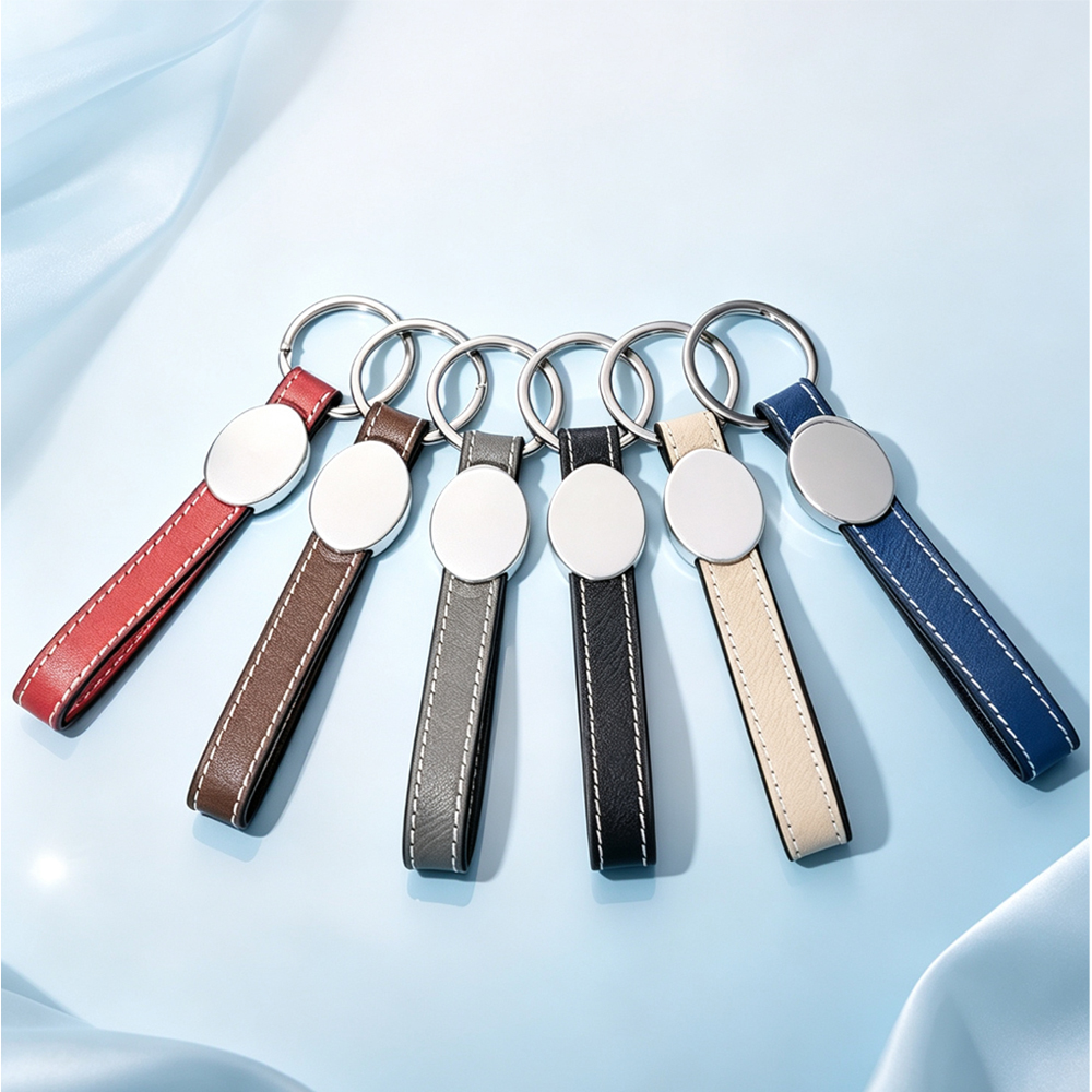NOVELSUB Laser Engravable Blank Metal + PU Leather Keychain Series | Non Heat - Transfer PU + Zinc Alloy Car Key Pendants | 2 Syles & 6 Colors