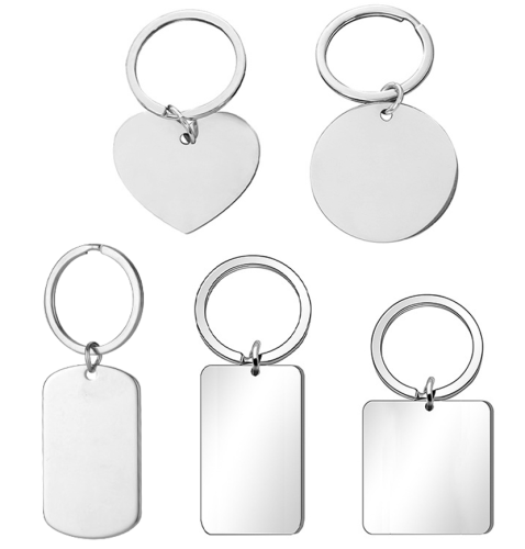 NOVELSUB Laser Engraving Blank Metal Silver Keychain Series | Laser Engrable Blank Stainless Steel Dog Tags & Keychain Pendants |  5 Styles Available Versatile Multi-Function Keychains