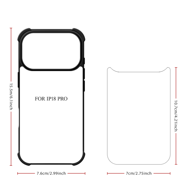 NOVELSUB Sublimation Blank 2D TPU 4 Corners Phone Cases for IPone  6 - 17 Series | Custom DIY Phone Covers TPU+PC+Aluminum Sheet Insert