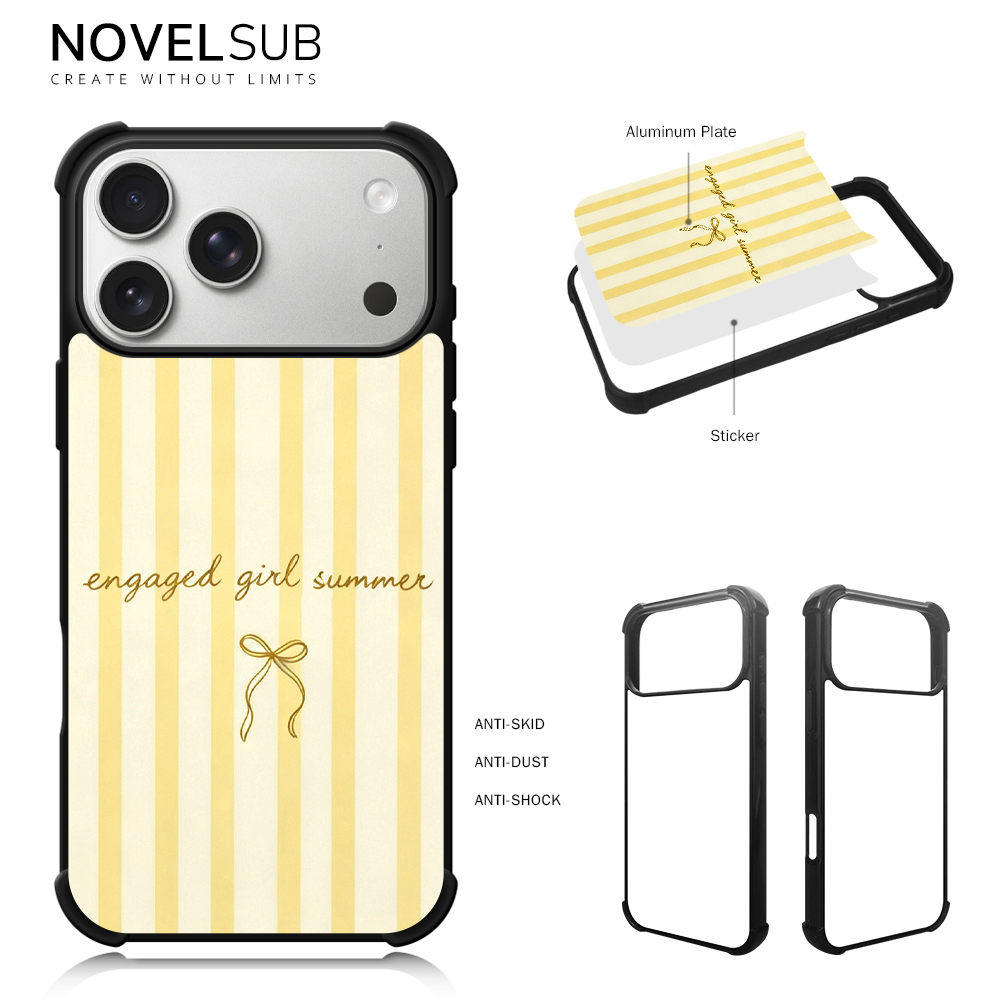 NOVELSUB Sublimation Blank 2D TPU 4 Corners Phone Cases for IPone  6 - 17 Series | Custom DIY Phone Covers TPU+PC+Aluminum Sheet Insert