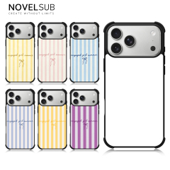 NOVELSUB Sublimation Blank 2D TPU 4 Corners Phone Cases for IPone  6 - 17 Series | Custom DIY Phone Covers TPU+PC+Aluminum Sheet Insert
