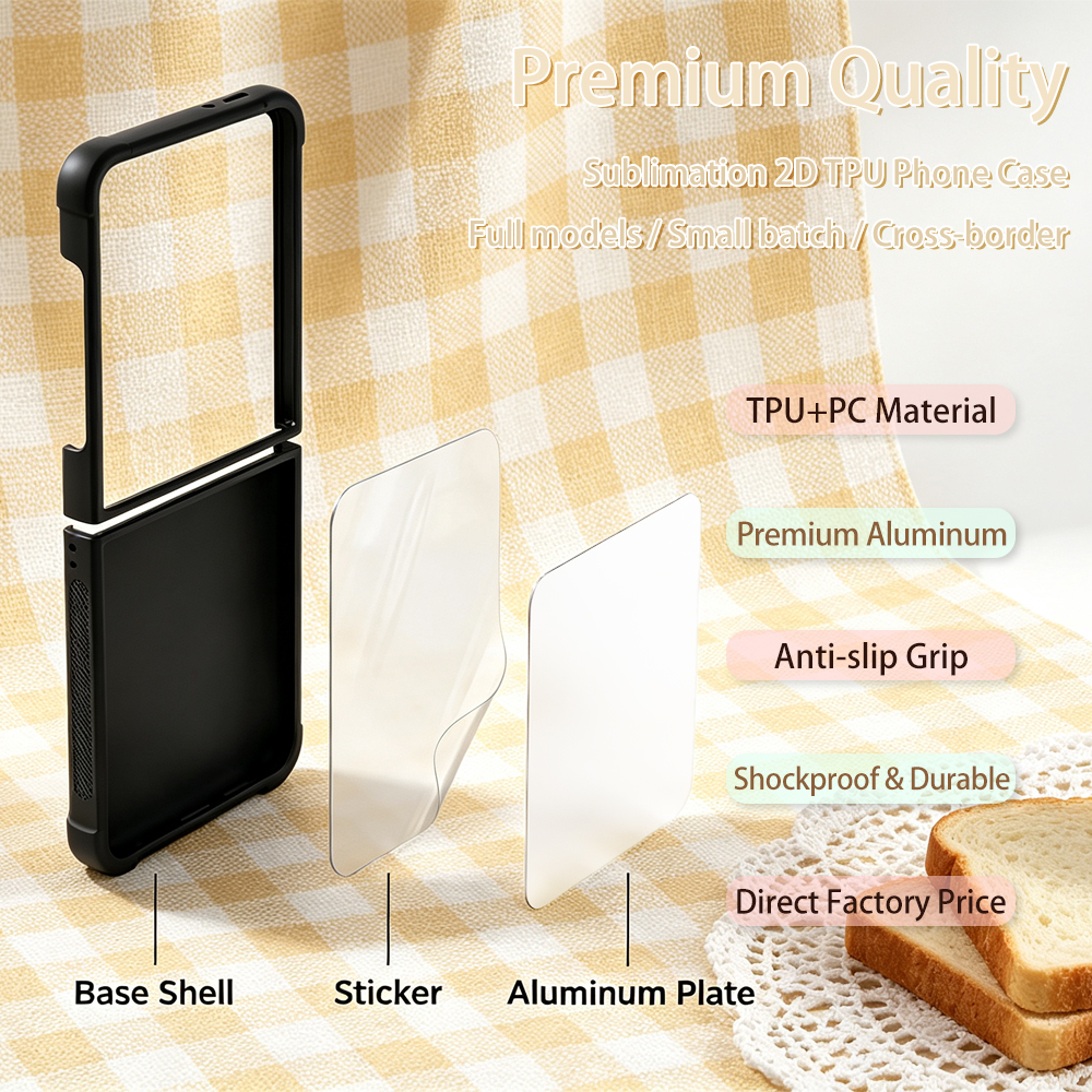 NOVELSUB for Samsung Galaxy Z Flip 8 Series Sublimation Blank 2D TPU Phone Case | Heat Transfer Printing DIY Phone Covers With Aluminum Sheet Insert for Z Flip 3- 8 Series