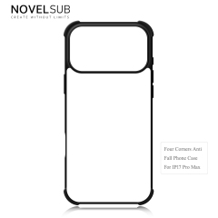 NOVELSUB Sublimation Blank 2D TPU 4 Corners Phone Cases for IPone  6 - 17 Series | Custom DIY Phone Covers TPU+PC+Aluminum Sheet Insert