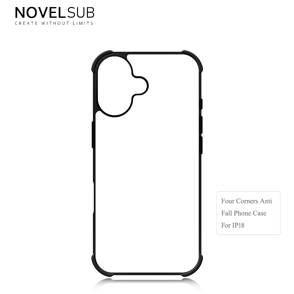 NOVELSUB Sublimation Blank 2D TPU 4 Corners Phone Cases for IPone  6 - 17 Series | Custom DIY Phone Covers TPU+PC+Aluminum Sheet Insert