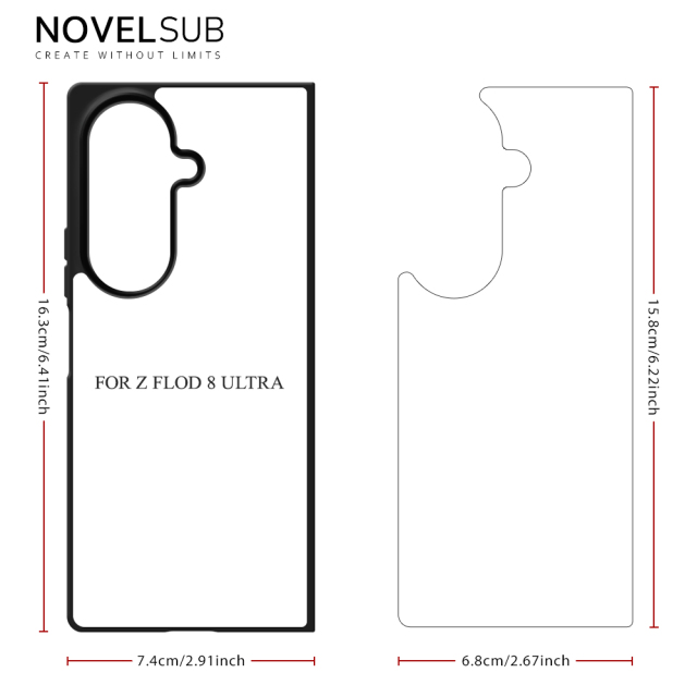 NOVELSUB for SamSung Galaxy Z Fold 8 Ultra Sublimation Blank 2D TPU  Phone Case| Heat Transfer Blanks Custom DIY Phone Cover With Aluminum Sheet Insert | DIY for SamSung Galaxy Z Fold 3-8 Series