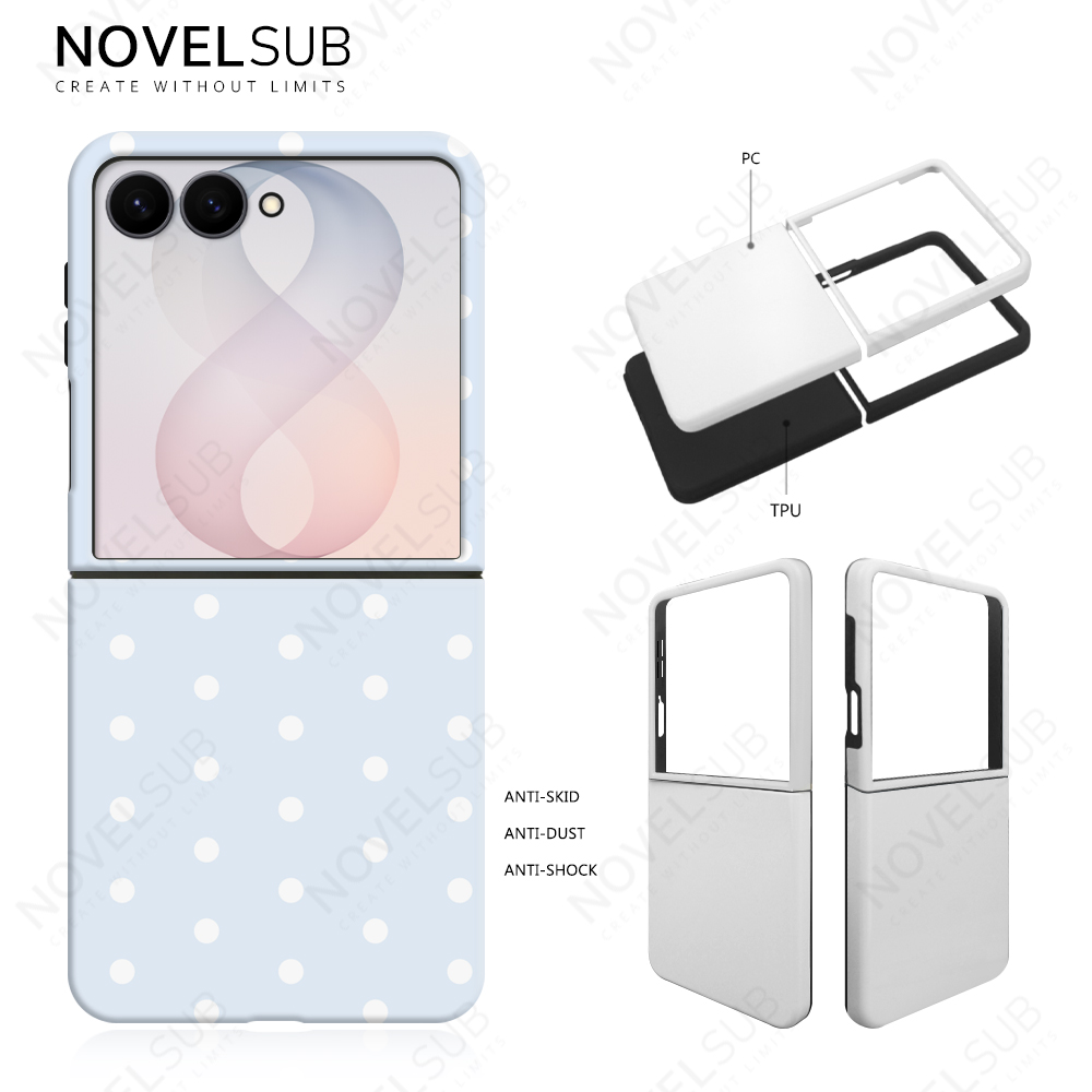 NOVELSUB New Style 3D 2IN1 Coated Sublimation Blank Phone Case for Samsung Galaxy Z Flip 6/7/8 | TPU+PC Shockproof DIY Heat Transfer Customizable Protective Cover Wholesale