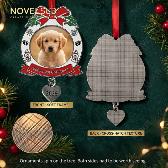 NOVELSUB New Style Sublimation Blank Metal Christmas Ornaments 4 Shapes | Custom Xmas Pendants Zinc Alloy Frame with Aluminum Insert for Heat Transfer DIY