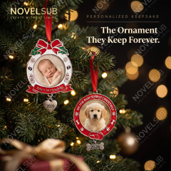 NOVELSUB New Style Sublimation Blank Metal Christmas Ornaments 4 Shapes | Custom Xmas Pendants Zinc Alloy Frame with Aluminum Insert for Heat Transfer DIY