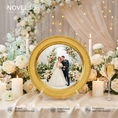 NOVELSUB Sublimation Blank Wedding Fruit Tray & Home Decor Metal Serving Platter - Silver/Gold | Customizable Heat Transfer Round Metal Plate for DIY Gifts & Party Decoration