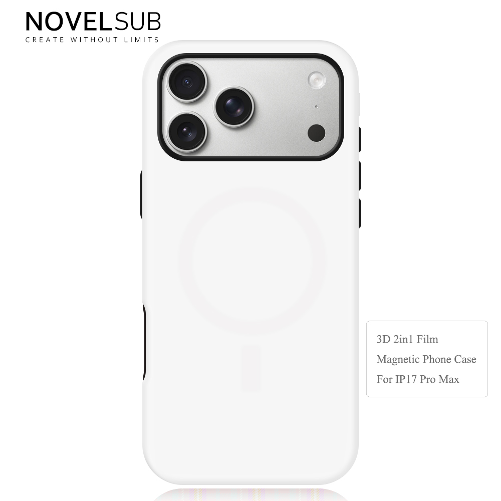 NOVELSUB for IPhone Series Sublimation Blank 3D 2in1 Magnetic Film Phone Case Wireless Charging 3D Phone Covers Customized DIY Phone Case for iPhone 17,16,15,14,13 Series