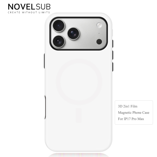 NOVELSUB for IPhone Series Sublimation Blank 3D 2in1 Magnetic Film Phone Case Wireless Charging 3D Phone Covers Customized DIY Phone Case for iPhone 17,16,15,14,13 Series