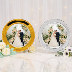 NOVELSUB Sublimation Blank Wedding Fruit Tray & Home Decor Metal Serving Platter - Silver/Gold | Customizable Heat Transfer Round Metal Plate for DIY Gifts & Party Decoration