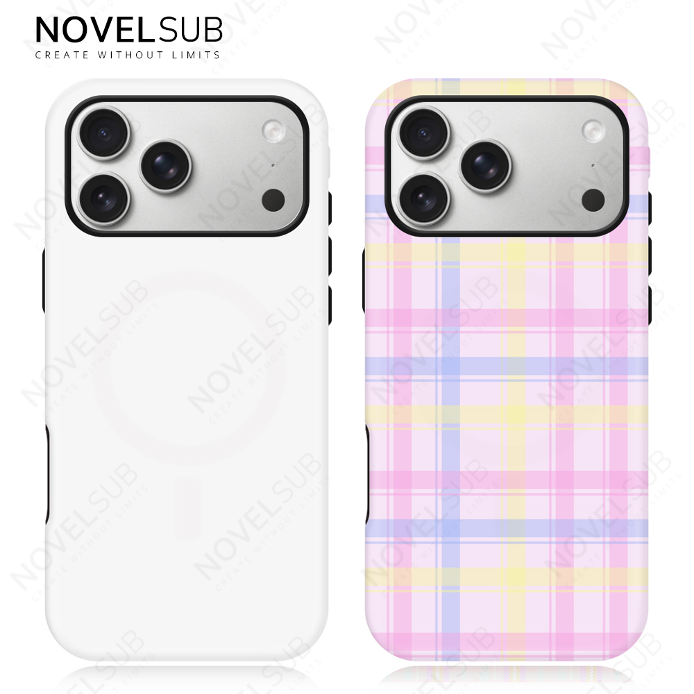 NOVELSUB for IPhone Series Sublimation Blank 3D 2in1 Magnetic Film Phone Case Wireless Charging 3D Phone Covers Customized DIY Phone Case for iPhone 17,16,15,14,13 Series