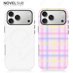 NOVELSUB for IPhone Series Sublimation Blank 3D 2in1 Magnetic Film Phone Case Wireless Charging 3D Phone Covers Customized DIY Phone Case for iPhone 17,16,15,14,13 Series
