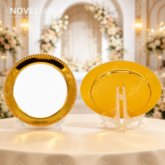 NOVELSUB Sublimation Blank Wedding Fruit Tray & Home Decor Metal Serving Platter - Silver/Gold | Customizable Heat Transfer Round Metal Plate for DIY Gifts & Party Decoration