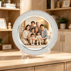 NOVELSUB Sublimation Blank Wedding Fruit Tray & Home Decor Metal Serving Platter - Silver/Gold | Customizable Heat Transfer Round Metal Plate for DIY Gifts & Party Decoration