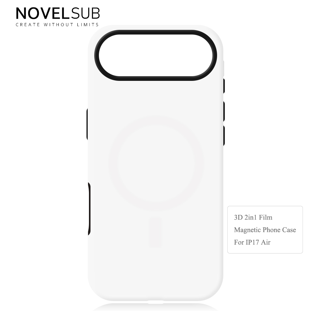 NOVELSUB for IPhone Series Sublimation Blank 3D 2in1 Magnetic Film Phone Case Wireless Charging 3D Phone Covers Customized DIY Phone Case for iPhone 17,16,15,14,13 Series