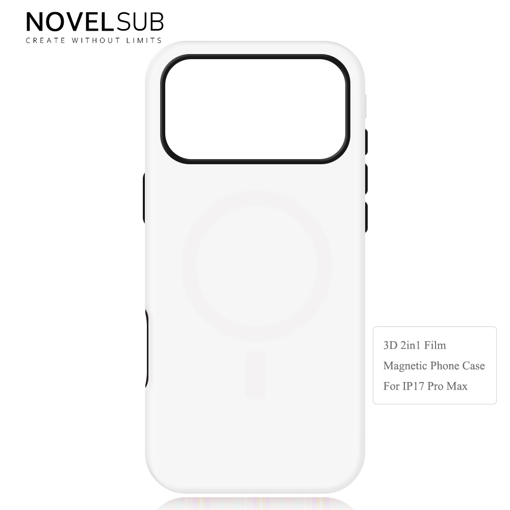NOVELSUB for IPhone Series Sublimation Blank 3D 2in1 Magnetic Film Phone Case Wireless Charging 3D Phone Covers Customized DIY Phone Case for iPhone 17,16,15,14,13 Series