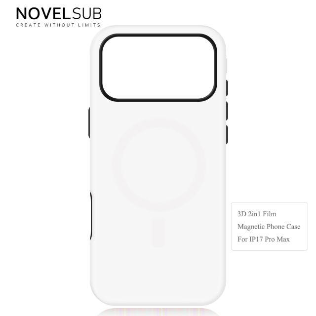 NOVELSUB for IPhone Series Sublimation Blank 3D 2in1 Magnetic Film Phone Case Wireless Charging 3D Phone Covers Customized DIY Phone Case for iPhone 17,16,15,14,13 Series
