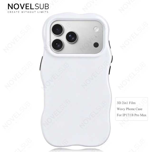 NOVELSUB for IP 13-18 Series Heat Transfer Printing Blank 3D 2in1 Rippled Phone Case | Custom Wave Phone Covers for 3D Film Prinitng - Glossy Finished