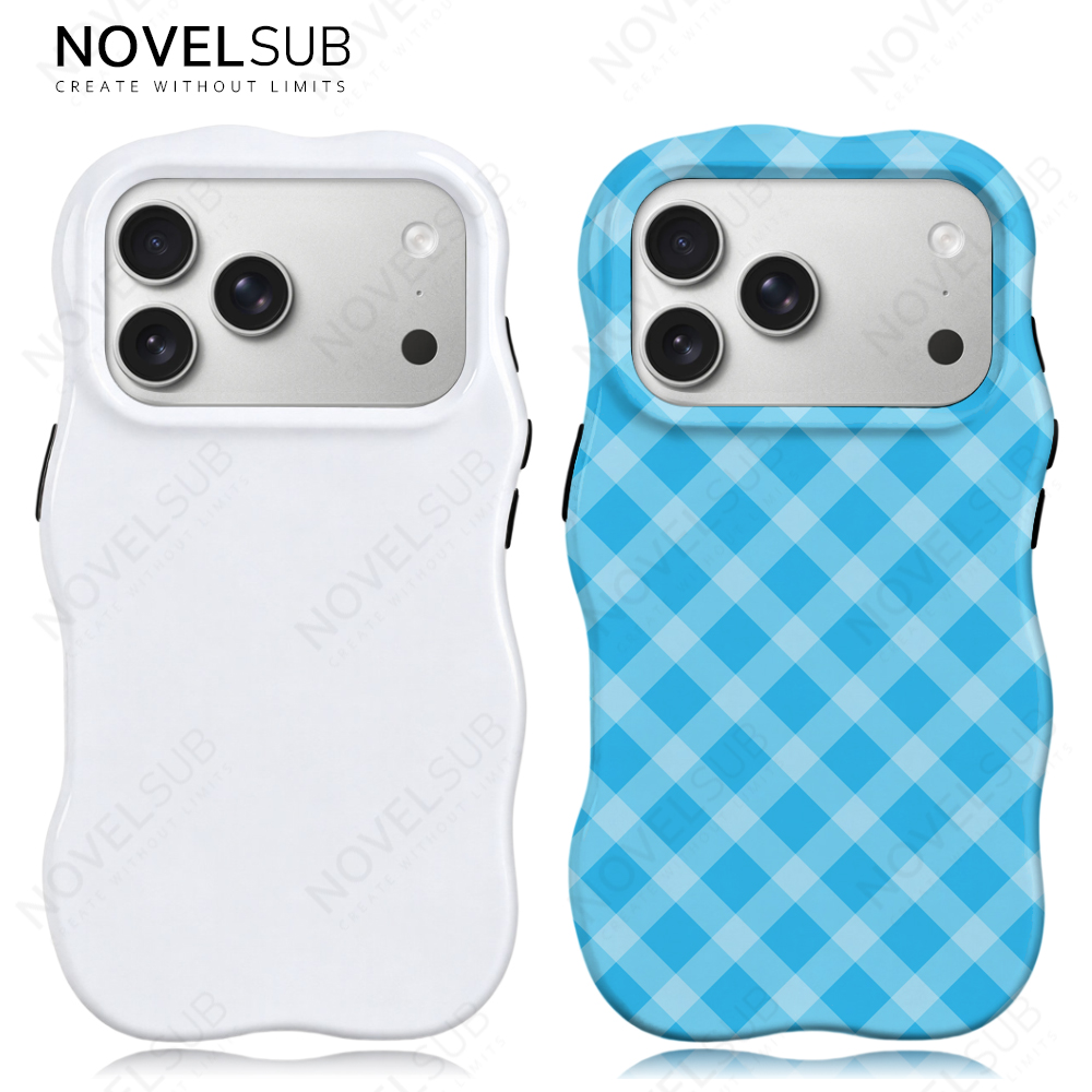 NOVELSUB for IP 13-18 Series Heat Transfer Printing Blank 3D 2in1 Rippled Phone Case | Custom Wave Phone Covers for 3D Film Prinitng - Glossy Finished