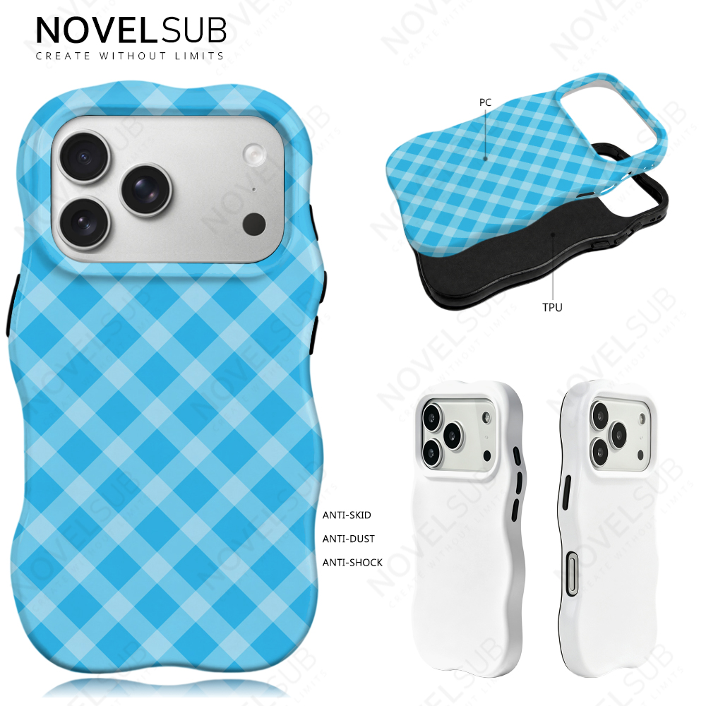 NOVELSUB for IP 13-18 Series Heat Transfer Printing Blank 3D 2in1 Rippled Phone Case | Custom Wave Phone Covers for 3D Film Prinitng - Glossy Finished