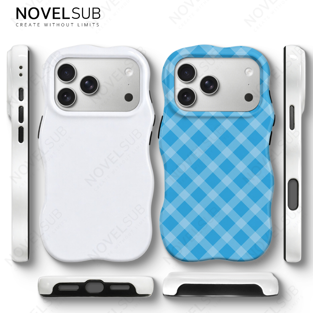 NOVELSUB for IP 13-18 Series Heat Transfer Printing Blank 3D 2in1 Rippled Phone Case | Custom Wave Phone Covers for 3D Film Prinitng - Glossy Finished