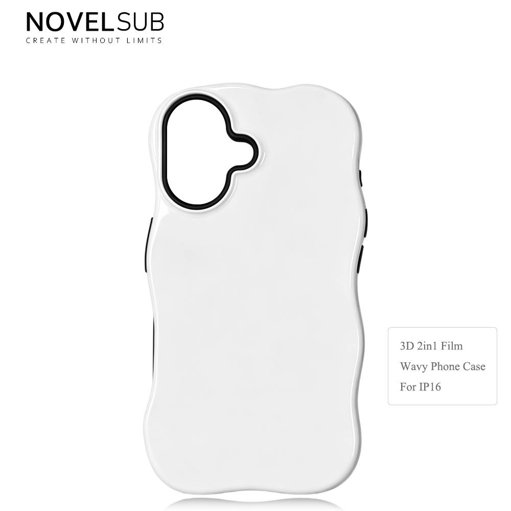 NOVELSUB for IP 13-18 Series Heat Transfer Printing Blank 3D 2in1 Rippled Phone Case | Custom Wave Phone Covers for 3D Film Prinitng - Glossy Finished