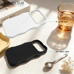NOVELSUB for IP 13-18 Series Heat Transfer Printing Blank 3D 2in1 Rippled Phone Case | Custom Wave Phone Covers for 3D Film Prinitng - Glossy Finished