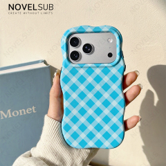 NOVELSUB for IP 13-18 Series Heat Transfer Printing Blank 3D 2in1 Rippled Phone Case | Custom Wave Phone Covers for 3D Film Prinitng - Glossy Finished