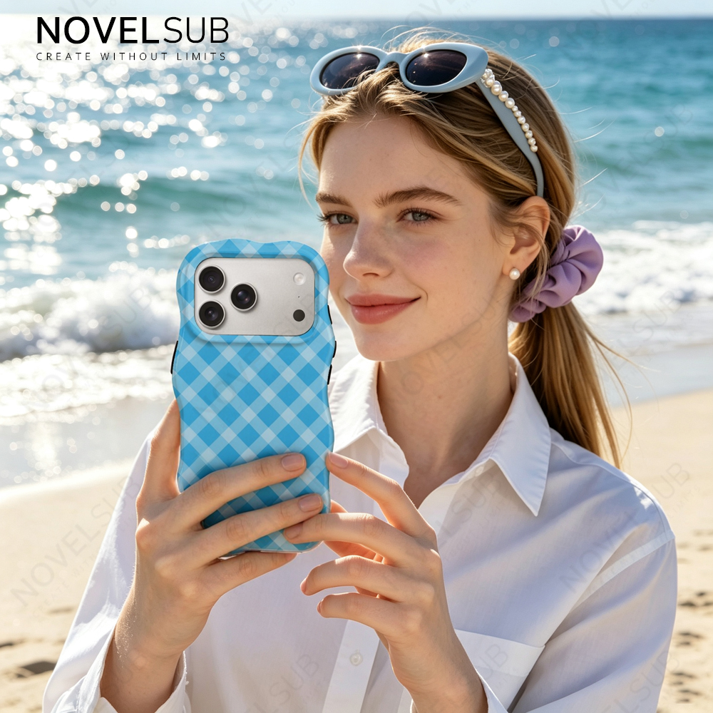 NOVELSUB for IP 13-18 Series Heat Transfer Printing Blank 3D 2in1 Rippled Phone Case | Custom Wave Phone Covers for 3D Film Prinitng - Glossy Finished