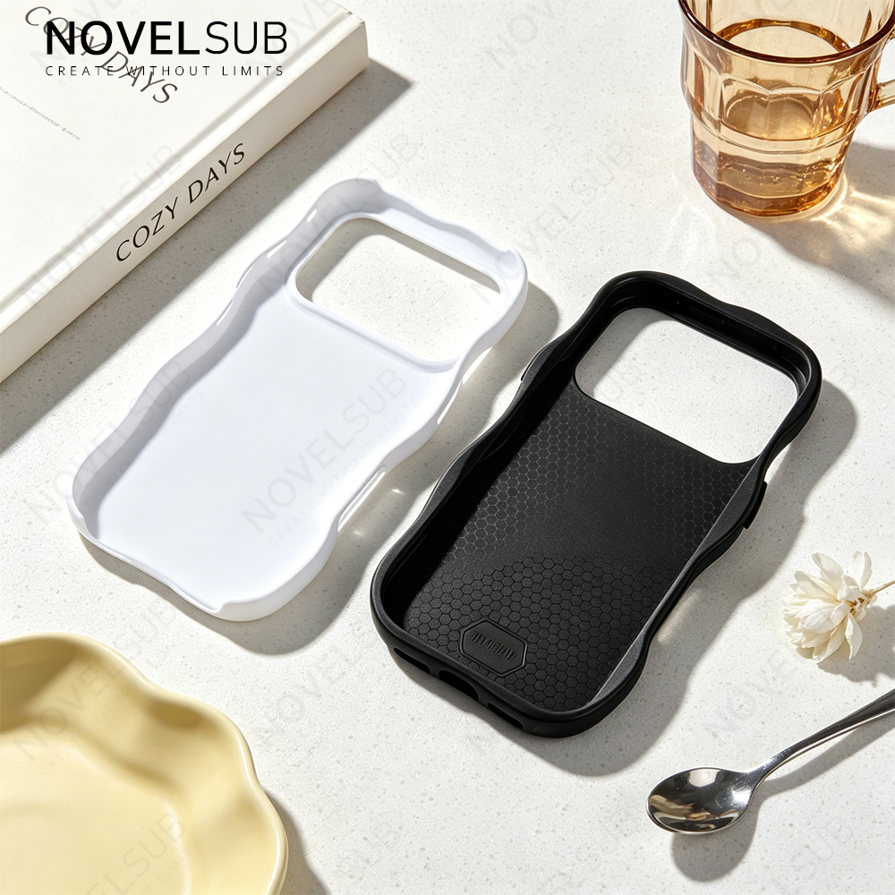 NOVELSUB for IP 13-18 Series Heat Transfer Printing Blank 3D 2in1 Rippled Phone Case | Custom Wave Phone Covers for 3D Film Prinitng - Glossy Finished