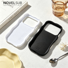 NOVELSUB for IP 13-18 Series Heat Transfer Printing Blank 3D 2in1 Rippled Phone Case | Custom Wave Phone Covers for 3D Film Prinitng - Glossy Finished