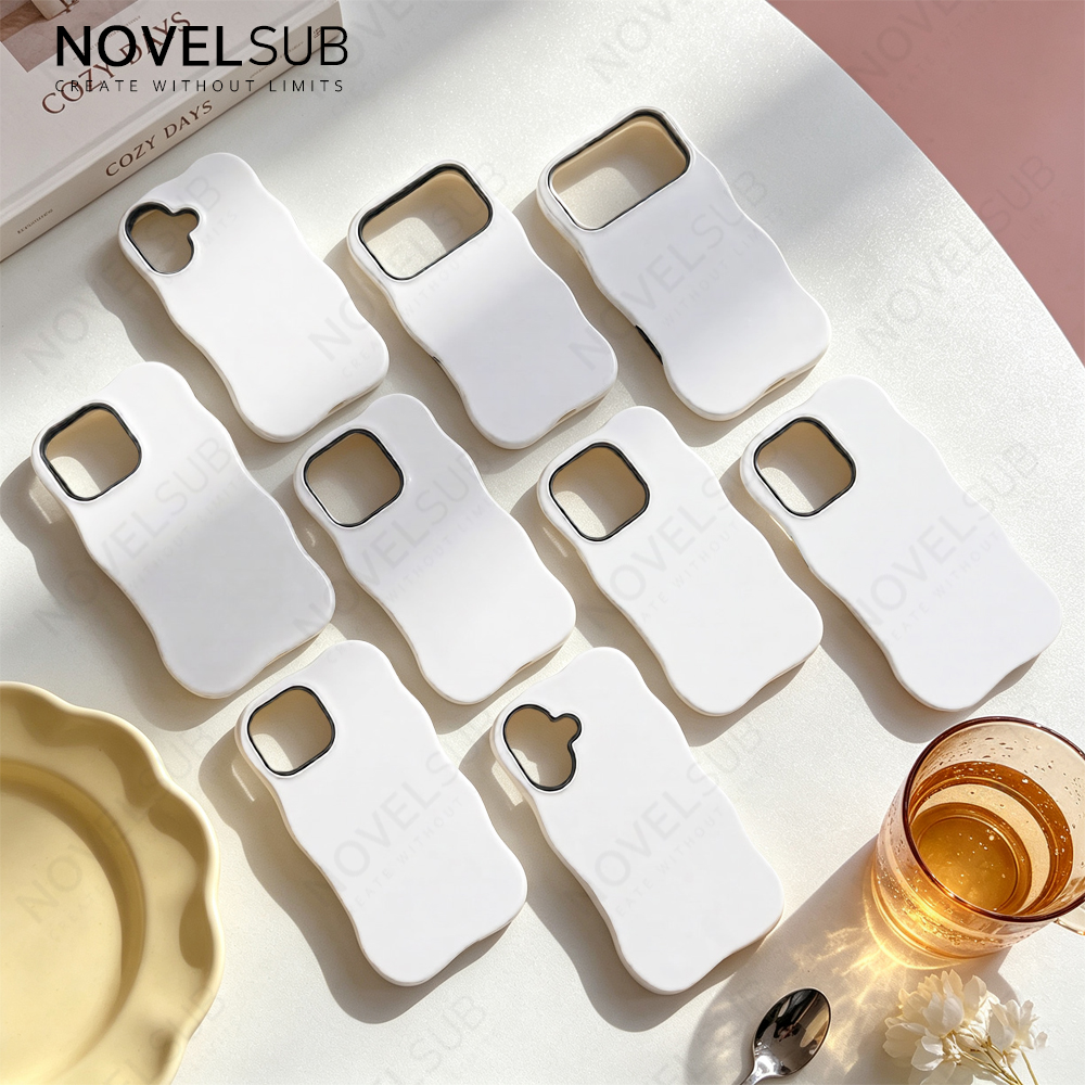 NOVELSUB for IP 13-18 Series Heat Transfer Printing Blank 3D 2in1 Rippled Phone Case | Custom Wave Phone Covers for 3D Film Prinitng - Glossy Finished