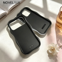 NOVELSUB for IP 13-18 Series Heat Transfer Printing Blank 3D 2in1 Rippled Phone Case | Custom Wave Phone Covers for 3D Film Prinitng - Glossy Finished