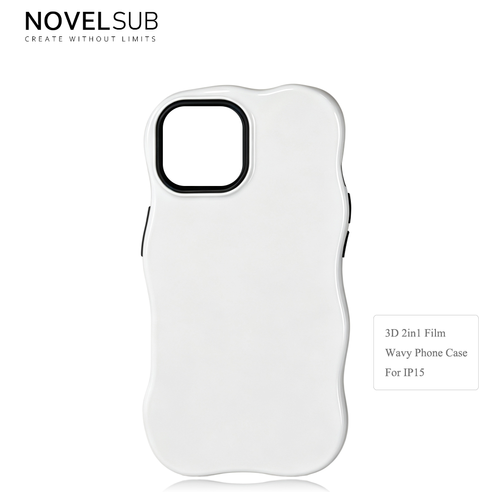 NOVELSUB for IP 13-18 Series Heat Transfer Printing Blank 3D 2in1 Rippled Phone Case | Custom Wave Phone Covers for 3D Film Prinitng - Glossy Finished