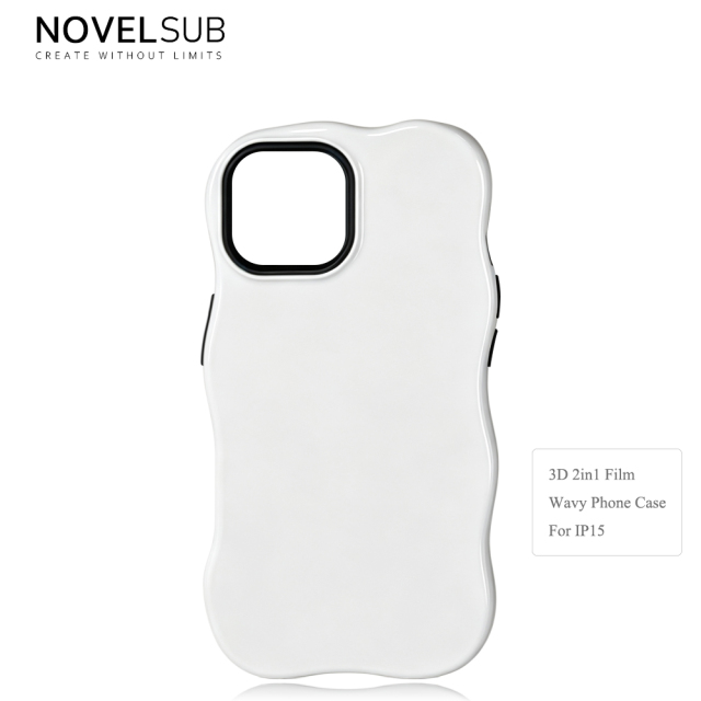 NOVELSUB for IP 13-18 Series Heat Transfer Printing Blank 3D 2in1 Rippled Phone Case | Custom Wave Phone Covers for 3D Film Prinitng - Glossy Finished