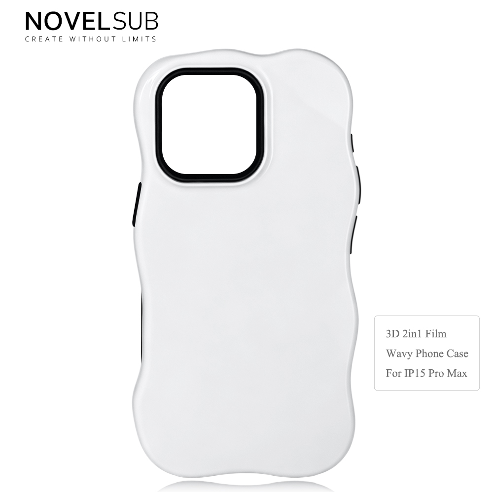 NOVELSUB for IP 13-18 Series Heat Transfer Printing Blank 3D 2in1 Rippled Phone Case | Custom Wave Phone Covers for 3D Film Prinitng - Glossy Finished