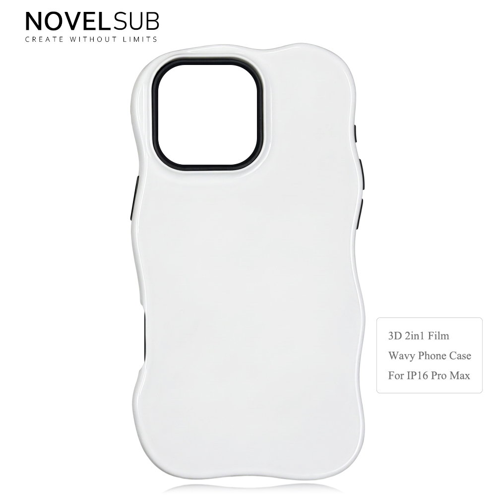 NOVELSUB for IP 13-18 Series Heat Transfer Printing Blank 3D 2in1 Rippled Phone Case | Custom Wave Phone Covers for 3D Film Prinitng - Glossy Finished