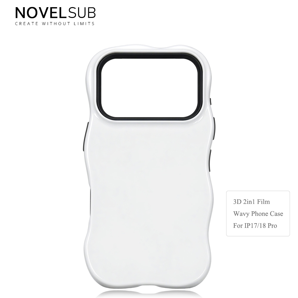 NOVELSUB for IP 13-18 Series Heat Transfer Printing Blank 3D 2in1 Rippled Phone Case | Custom Wave Phone Covers for 3D Film Prinitng - Glossy Finished