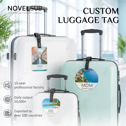 Sublimation Aluminium Luggage Tags Blanks White Blank Travel Bag Baggage Tags with Strap Double Side Printable