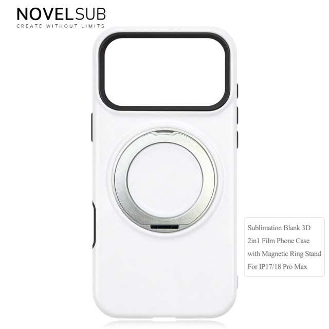 NOVELSUB Sublimation Blank 3D 2in1 Film Phone Case with Rotating Holder Custom DIY 360-degree Rotating Kickstad Phone Cover with Magnetic Ring Stand For IPhone 13-18 Series