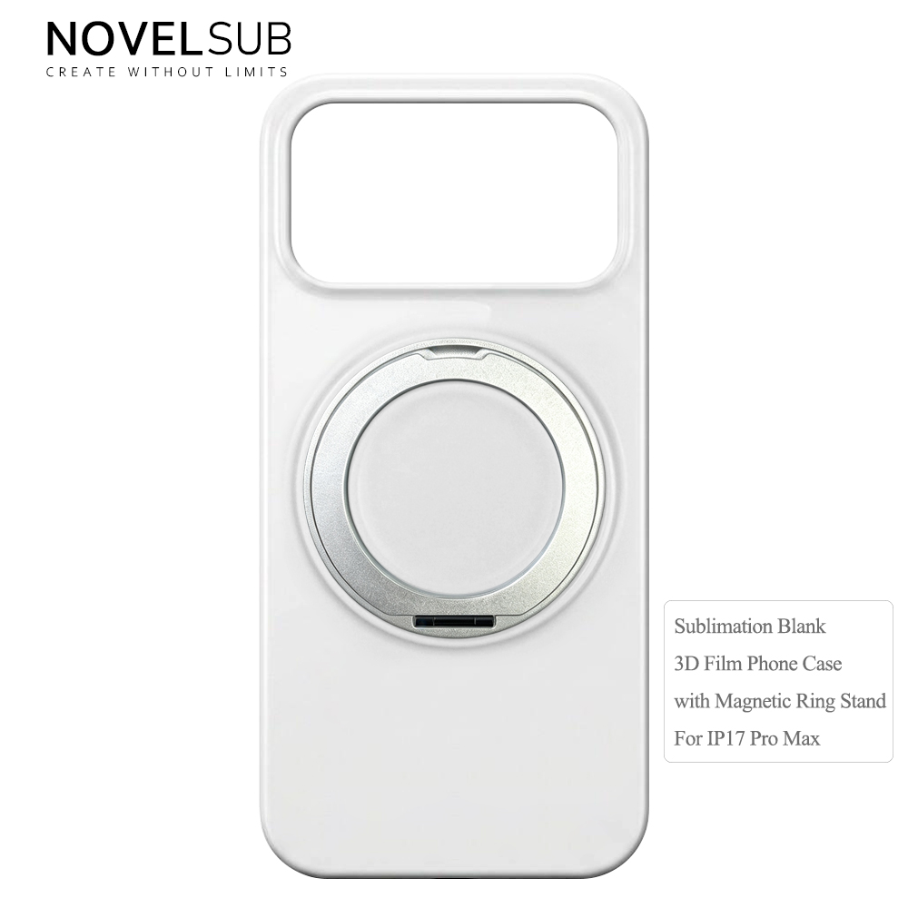 NOVELSUB Sublimation Blank 360° Rotating Kickstand 3D Hard PC Film Phone Case With Magnetic Ring Stand For IPhone Series Custom DIY