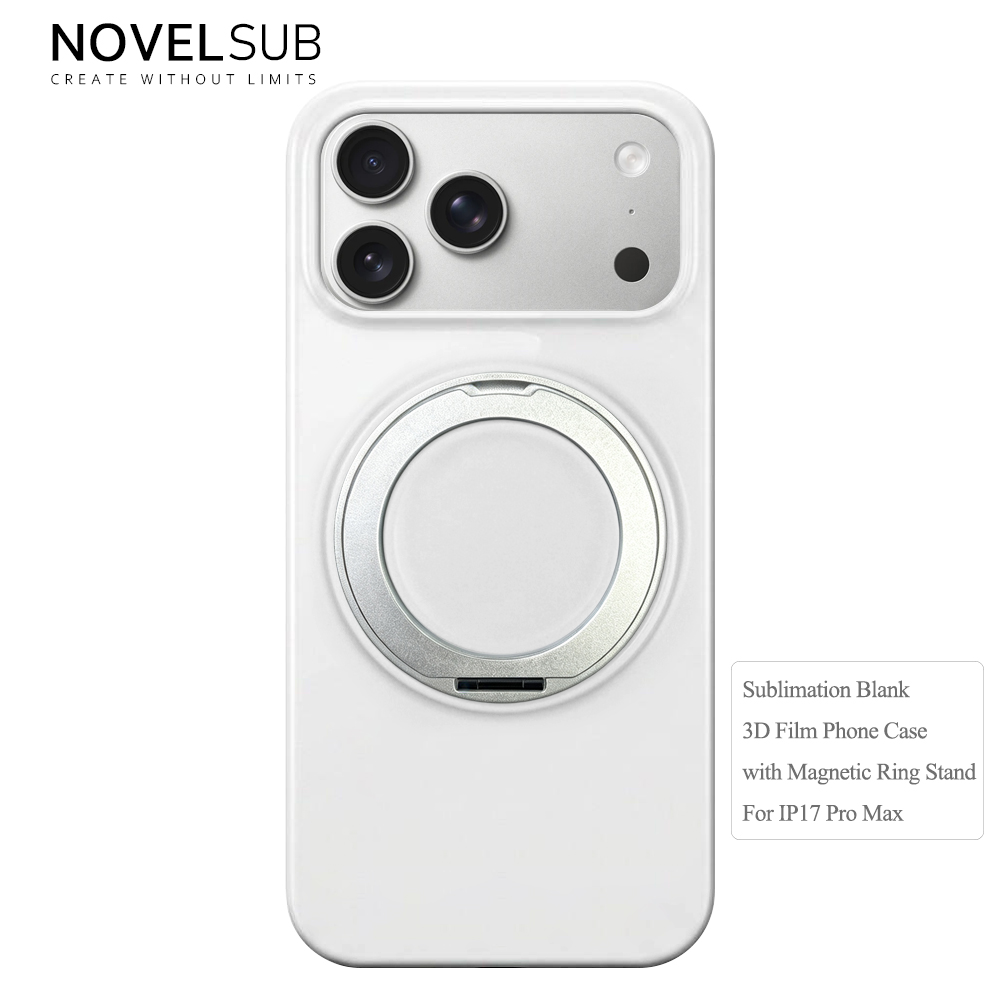 NOVELSUB Sublimation Blank 360° Rotating Kickstand 3D Hard PC Film Phone Case With Magnetic Ring Stand For IPhone Series Custom DIY