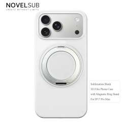 NOVELSUB Sublimation Blank 360° Rotating Kickstand 3D Hard PC Film Phone Case With Magnetic Ring Stand For IPhone Series Custom DIY