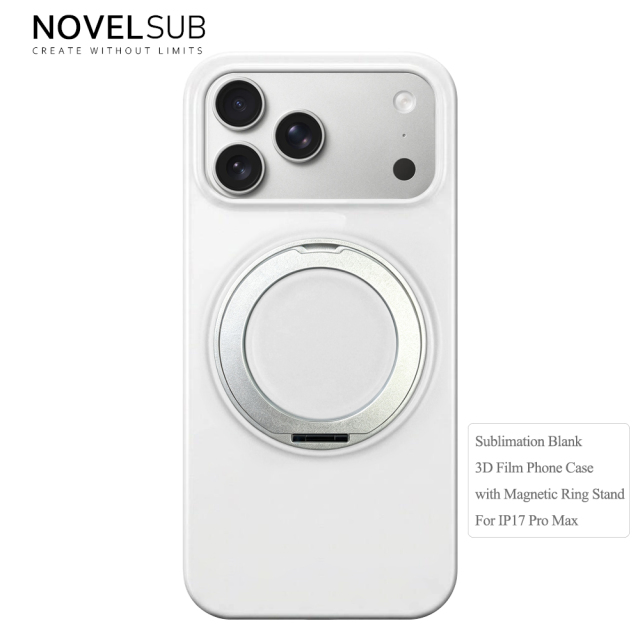 NOVELSUB Sublimation Blank 360° Rotating Kickstand 3D Hard PC Film Phone Case With Magnetic Ring Stand For IPhone Series Custom DIY
